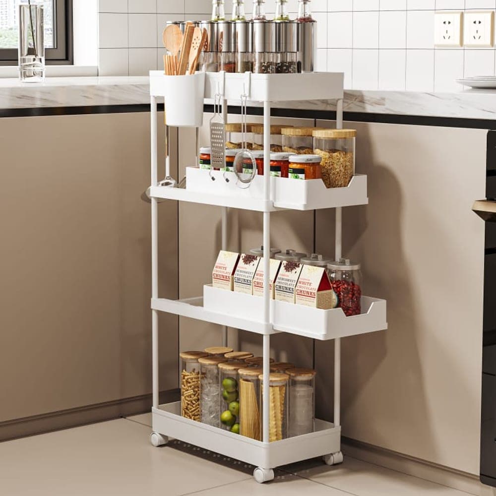 4-Tier Storage Rack with Wheels (ABS Top / PP Bottom)
